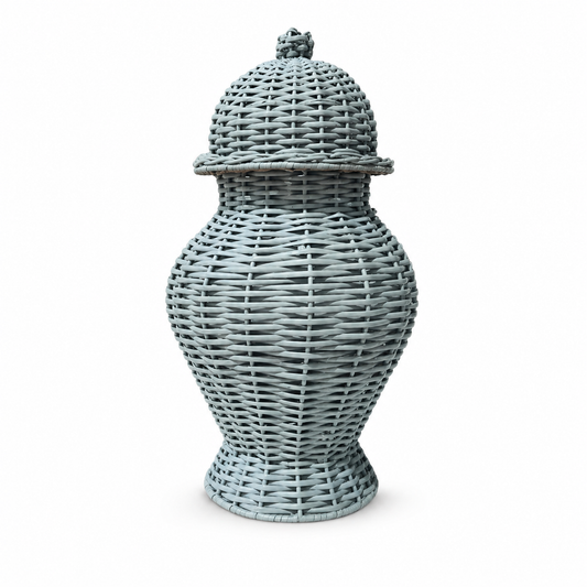 Southern Blue Wicker Ginger Jar
