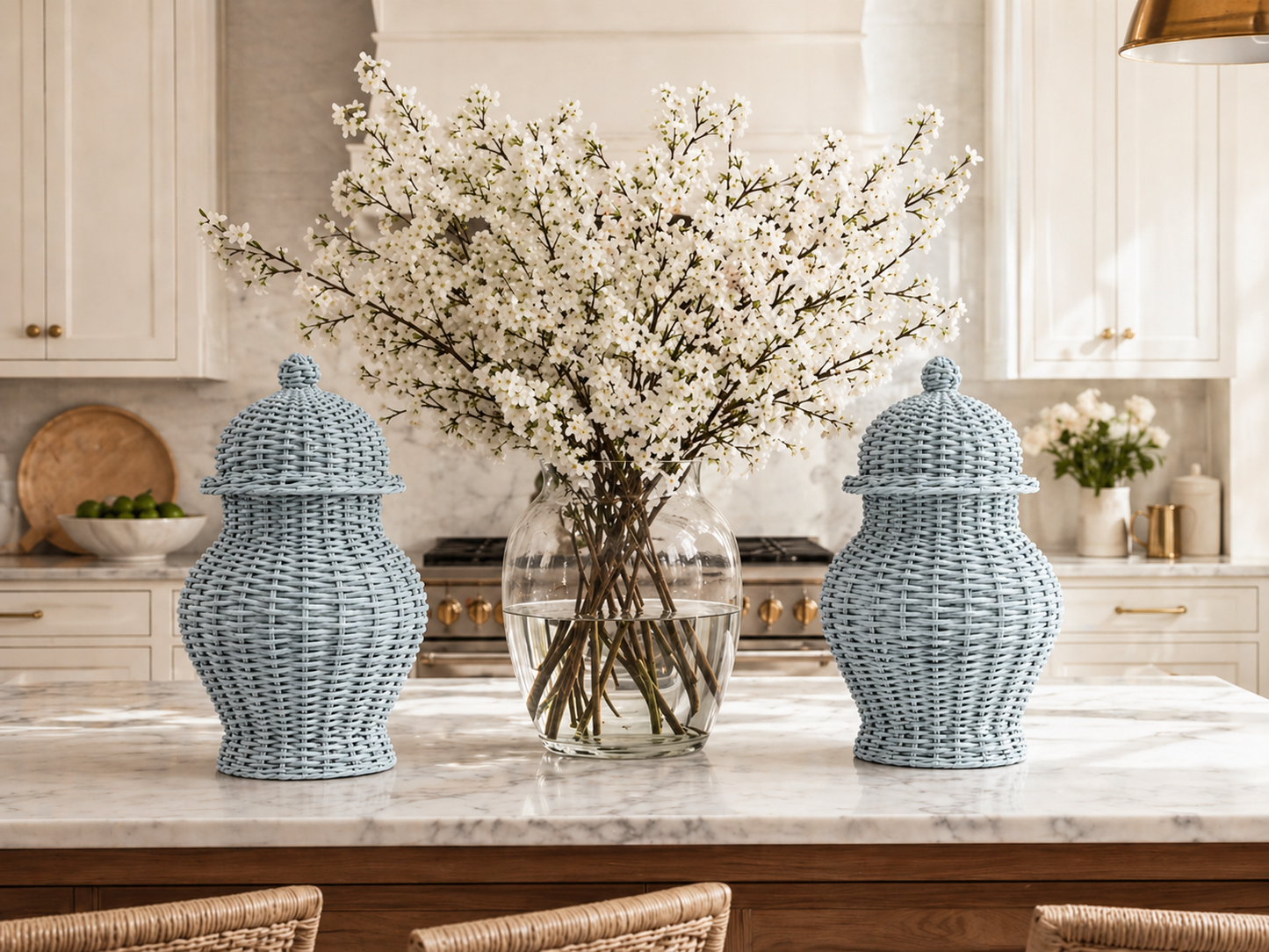 Southern Blue Wicker Ginger Jar